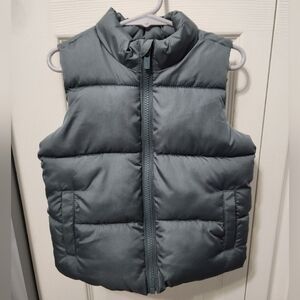Old Navy toddler boy greenish grey water resistant puffer vest, 3T
